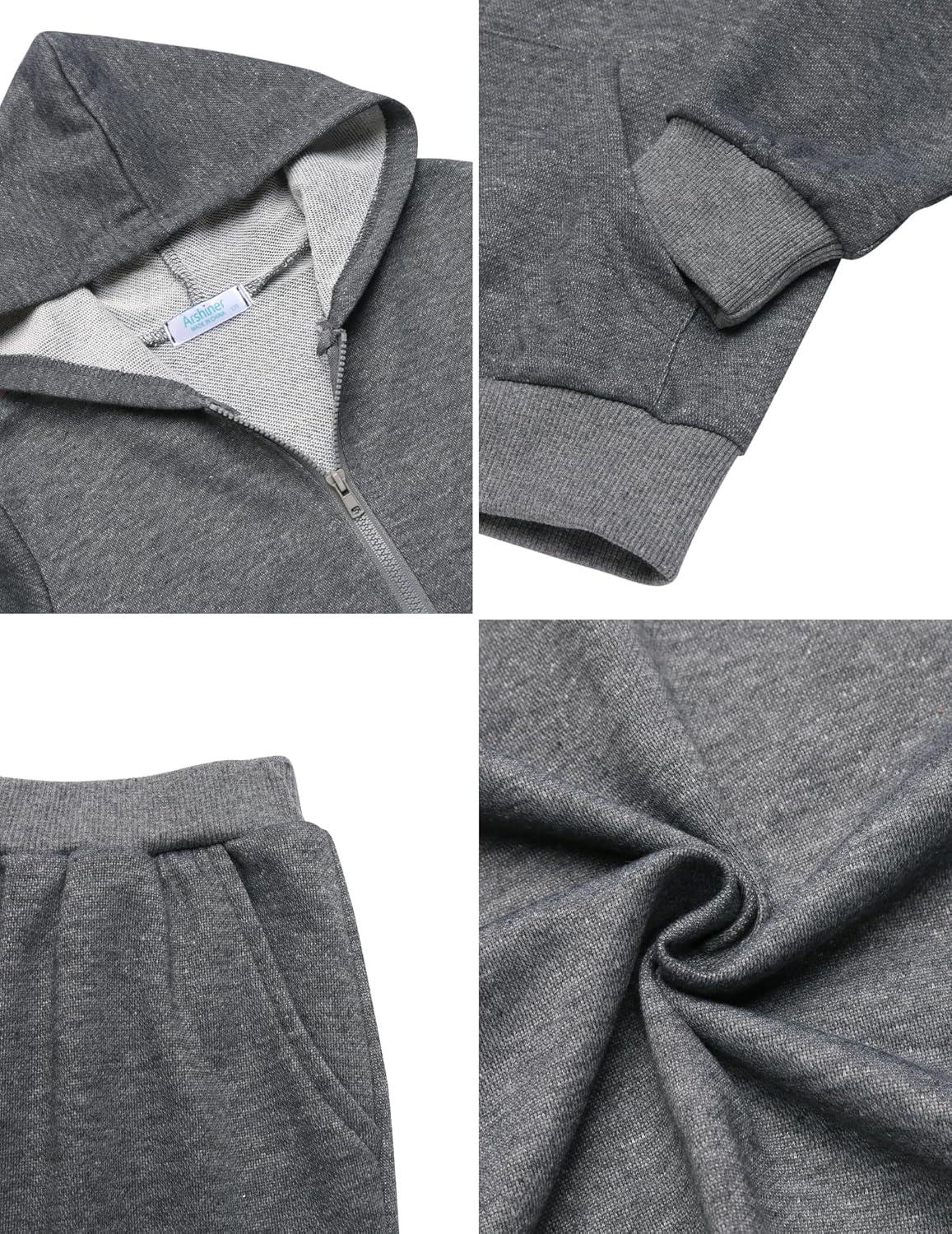 image:imageArshiner Boys 2 Piece Athletic Tracksuit Jogging Sets Outfit Sweatsuit Zip Up Hoodie and Active Pants for Kids 514 YearsDark Grey