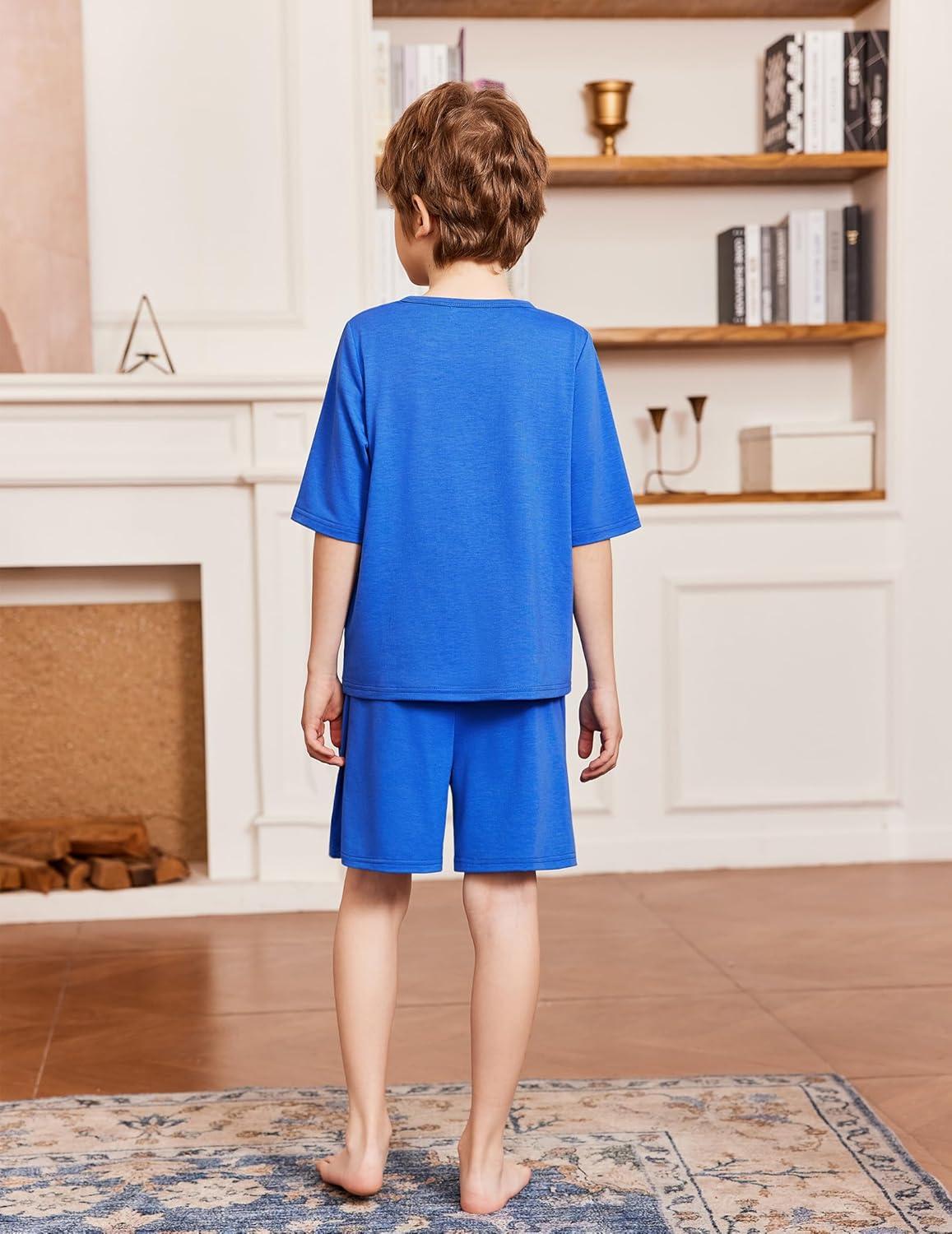 image:imageArshiner Boys Pajamas Short Sleeve Top and Shorts 2 Piece Pajama Sets Loose Fit Soft Breathable Cute Pjs 413 YearsBlue