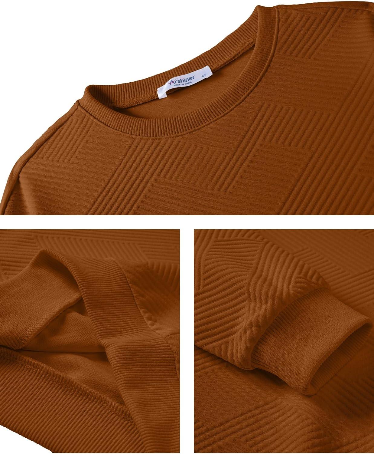 image:imageArshiner Boys Sweatshirts Long Sleeve Crewneck Pullover Shirt Kids Fashion Fall Winter SweaterLight Brown