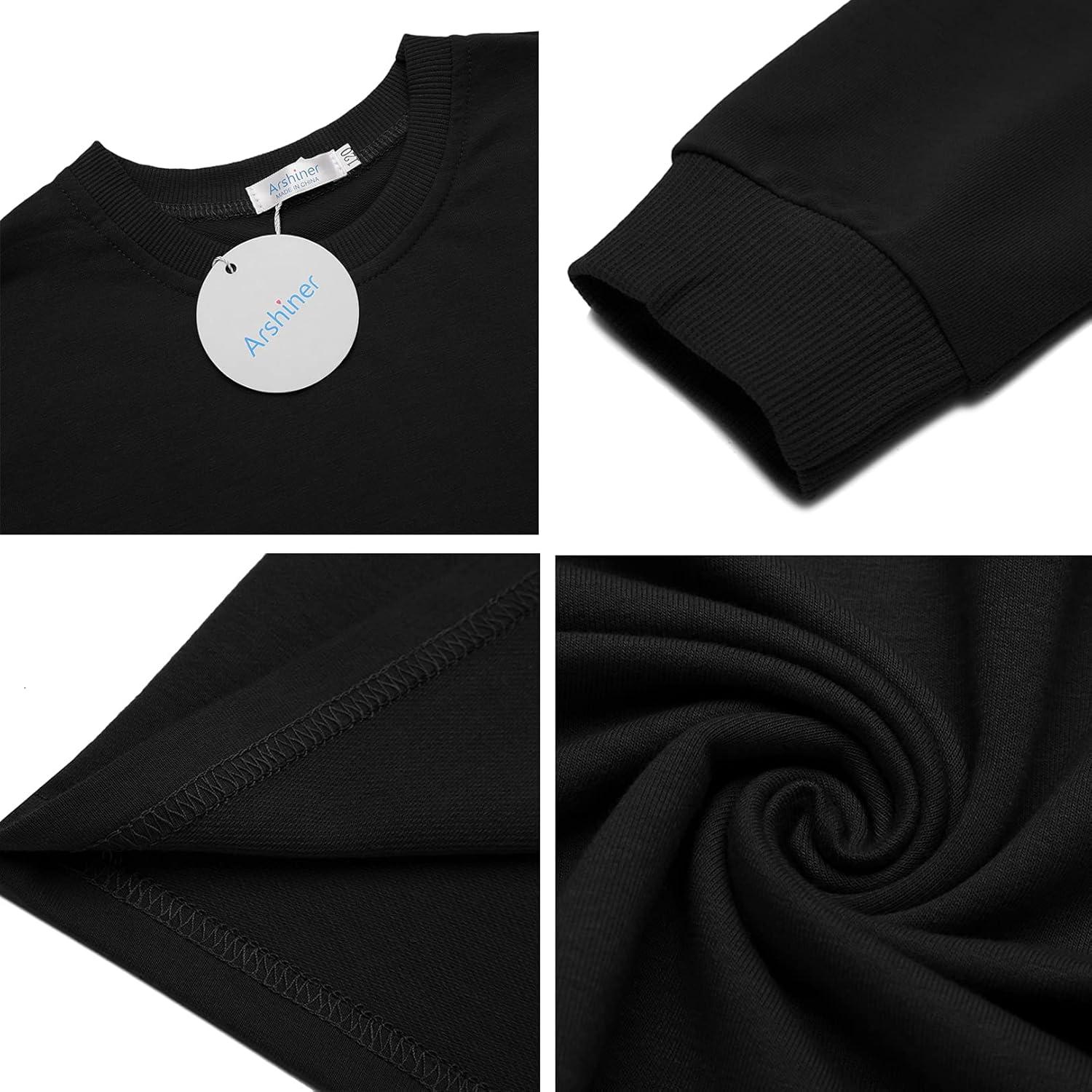 image:imageArshiner Girls Crop Tops Kids Long Sleeve Pullover Sweatshirts Girls Cropped Crewneck Sweatshirt for Teen GirlBlack
