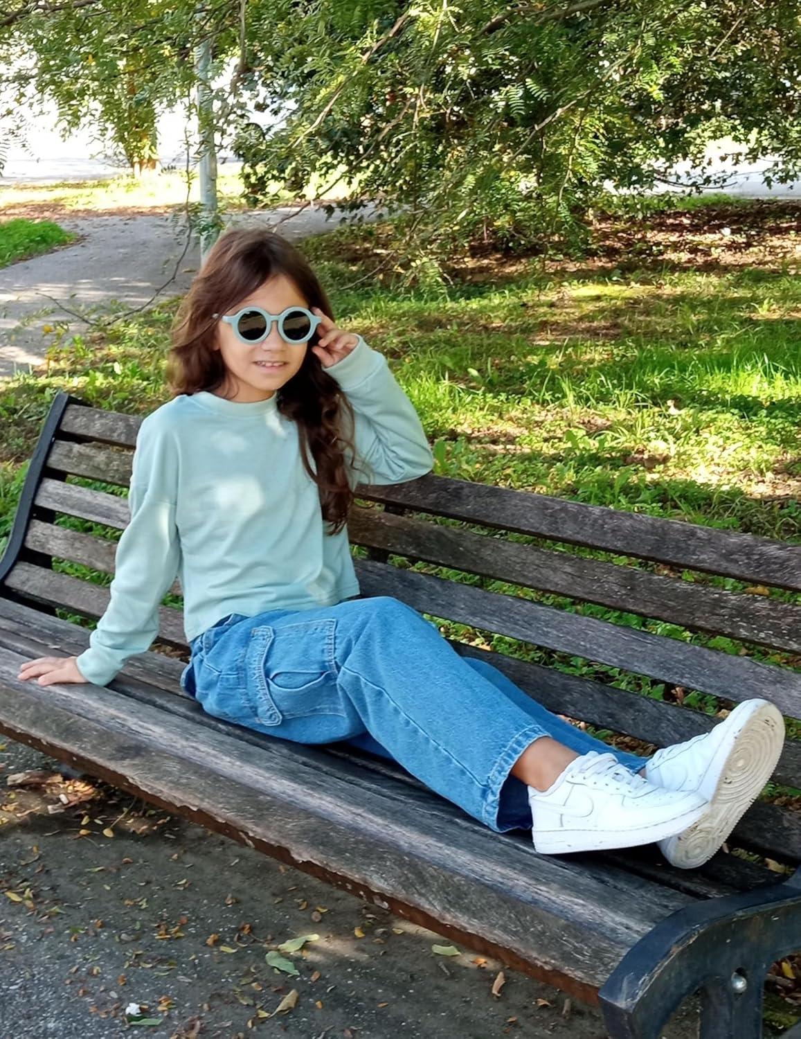 image:imageArshiner Girls Crop Tops Kids Long Sleeve Pullover Sweatshirts Girls Cropped Crewneck Sweatshirt for Teen GirlLight Green