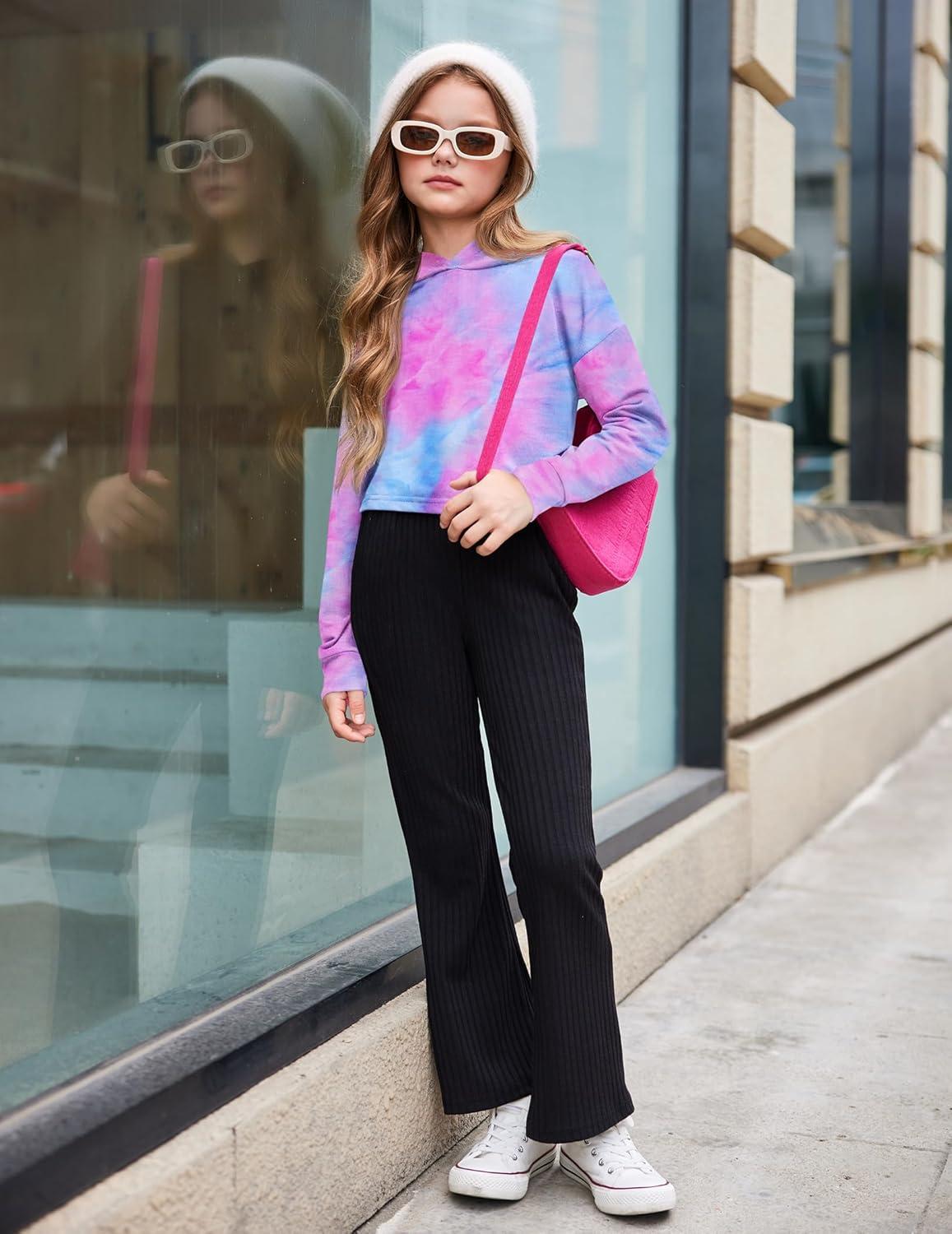 image:imageArshiner Girls Cropped Hoodie Kids Long Sleeve Crop Tops Tiedye Hoodies Hooded Pullover SweatshirtsApurple Blue
