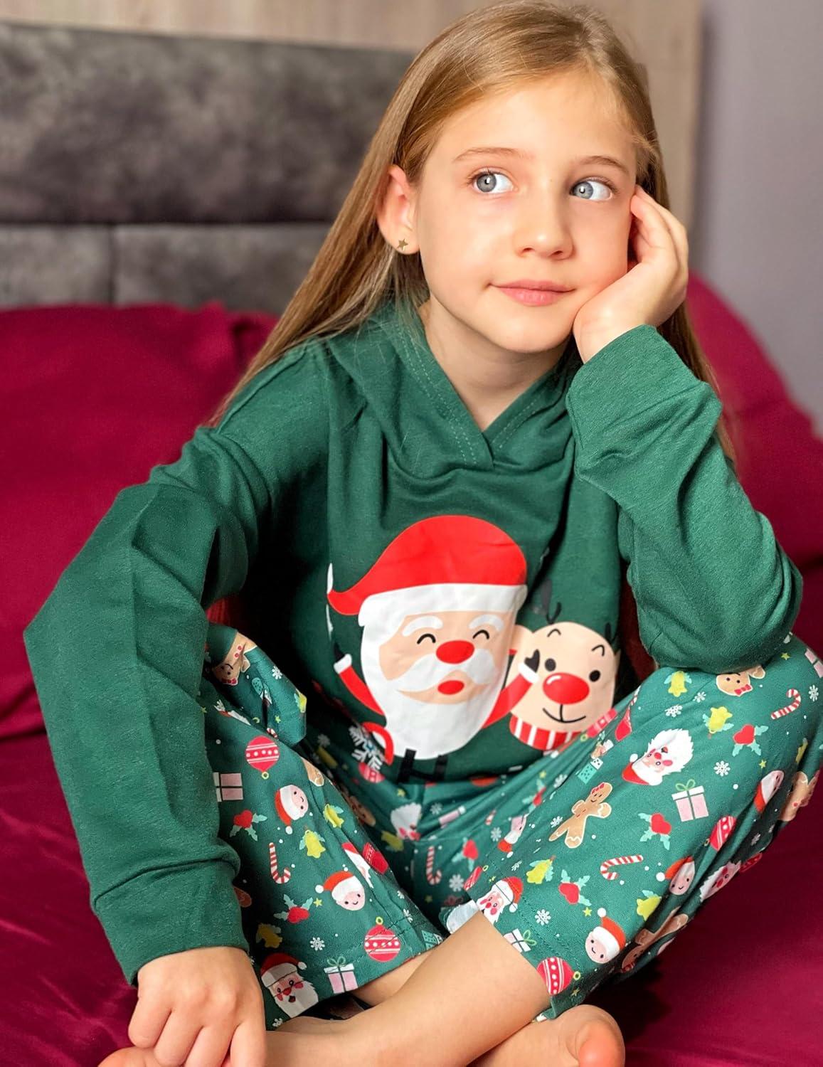 image:imageArshiner Girls Cropped Hoodie Kids Long Sleeve Crop Tops Tiedye Hoodies Hooded Pullover SweatshirtsSanta Claus Green