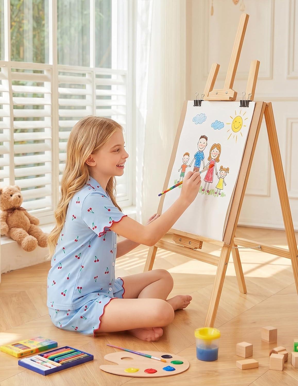 image:imageArshiner Girls Pajamas Button Down Short Set Cute Pjs Soft Sleepwear LoungewearBlue Cherry