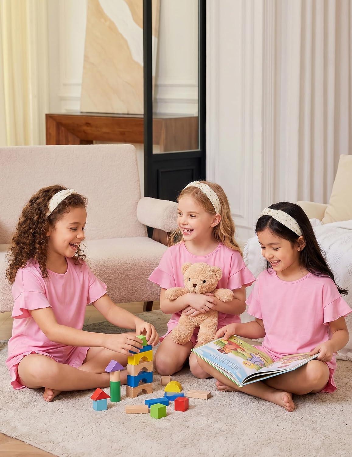 image:imageArshiner Girls Pajamas Ruffle Short Sets Summer Sleepwear Soft Clothes Kids PjsPink