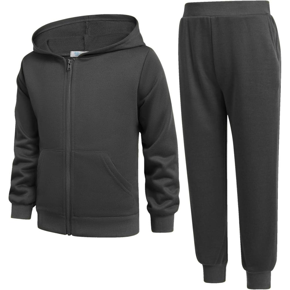 image:imageArshiner Boys 2 Piece Athletic Tracksuit Jogging Sets Outfit Sweatsuit Zip Up Hoodie and Active Pants for Kids 514 YearsBlack
