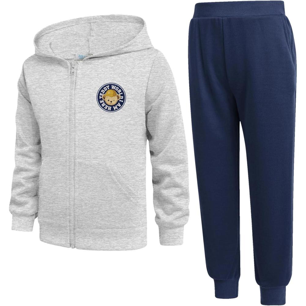 image:imageArshiner Boys 2 Piece Athletic Tracksuit Jogging Sets Outfit Sweatsuit Zip Up Hoodie and Active Pants for Kids 514 YearsGrey Navy