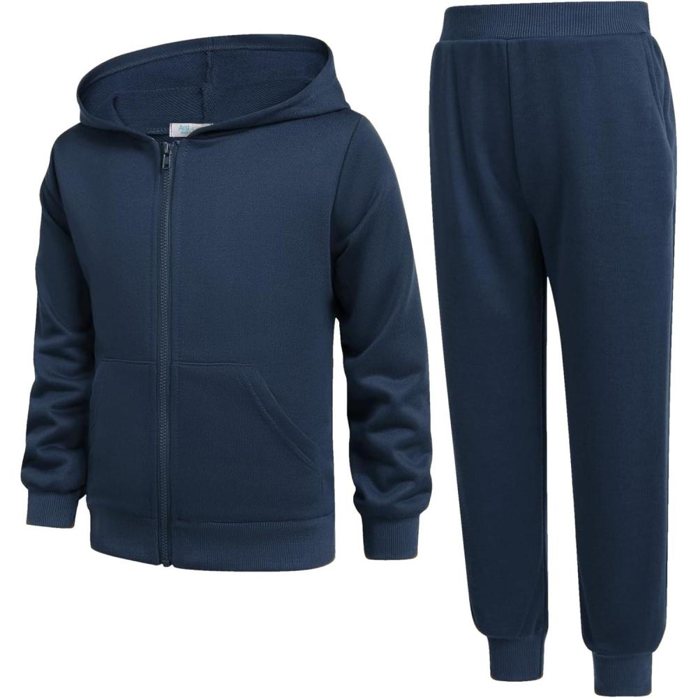 image:imageArshiner Boys 2 Piece Athletic Tracksuit Jogging Sets Outfit Sweatsuit Zip Up Hoodie and Active Pants for Kids 514 YearsNavy Blue
