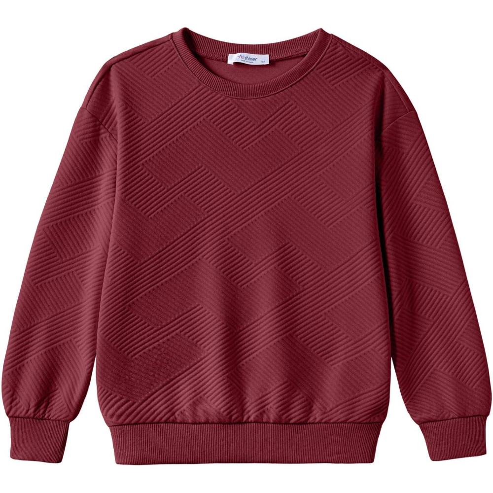 image:imageArshiner Boys Sweatshirts Long Sleeve Crewneck Pullover Shirt Kids Fashion Fall Winter SweaterBurgundy