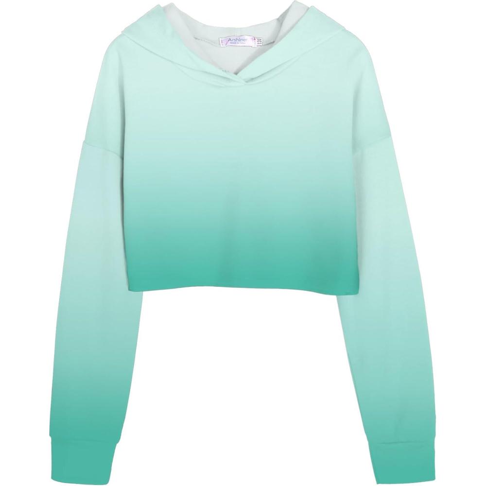 image:imageArshiner Girls Cropped Hoodie Kids Long Sleeve Crop Tops Tiedye Hoodies Hooded Pullover SweatshirtsGreen Gradient
