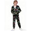 Arshiner Boys’ 2 Piece Athletic Tracksuit Jogging Sets Outfit Sweatsuit Zip Up Hoodie and Active Pants for Kids 5-14 Years(Black Print)