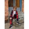 Arshiner Boys’ 2 Piece Athletic Tracksuit Jogging Sets Outfit Sweatsuit Zip Up Hoodie and Active Pants for Kids 5-14 Years(Tie Dye-red/Black)