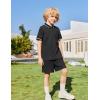 Arshiner Boys 2 Piece Rib Knit Outfits Short Sleeve Polo Shirt & Elastic Waist Shorts Vacation Texture Sets Sizes 4-13(Black)