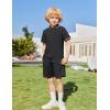 Arshiner Boys 2 Piece Rib Knit Outfits Short Sleeve Polo Shirt & Elastic Waist Shorts Vacation Texture Sets Sizes 4-13(Black)