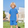 Arshiner Boys 2 Piece Rib Knit Outfits Short Sleeve Polo Shirt & Elastic Waist Shorts Vacation Texture Sets Sizes 4-13(Blue)