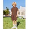 Arshiner Boys 2 Piece Rib Knit Outfits Short Sleeve Polo Shirt & Elastic Waist Shorts Vacation Texture Sets Sizes 4-13(Brown)