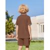 Arshiner Boys 2 Piece Rib Knit Outfits Short Sleeve Polo Shirt & Elastic Waist Shorts Vacation Texture Sets Sizes 4-13(Brown)