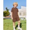 Arshiner Boys 2 Piece Rib Knit Outfits Short Sleeve Polo Shirt & Elastic Waist Shorts Vacation Texture Sets Sizes 4-13(Brown)
