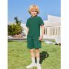 Arshiner Boys 2 Piece Rib Knit Outfits Short Sleeve Polo Shirt & Elastic Waist Shorts Vacation Texture Sets Sizes 4-13(Green)
