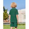 Arshiner Boys 2 Piece Rib Knit Outfits Short Sleeve Polo Shirt & Elastic Waist Shorts Vacation Texture Sets Sizes 4-13(Green)
