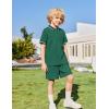 Arshiner Boys 2 Piece Rib Knit Outfits Short Sleeve Polo Shirt & Elastic Waist Shorts Vacation Texture Sets Sizes 4-13(Green)
