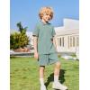 Arshiner Boys 2 Piece Rib Knit Outfits Short Sleeve Polo Shirt & Elastic Waist Shorts Vacation Texture Sets Sizes 4-13(Grey-green)