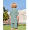 Arshiner Boys 2 Piece Rib Knit Outfits Short Sleeve Polo Shirt & Elastic Waist Shorts Vacation Texture Sets Sizes 4-13(Grey-green)
