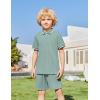 Arshiner Boys 2 Piece Rib Knit Outfits Short Sleeve Polo Shirt & Elastic Waist Shorts Vacation Texture Sets Sizes 4-13(Grey-green)