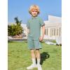Arshiner Boys 2 Piece Rib Knit Outfits Short Sleeve Polo Shirt & Elastic Waist Shorts Vacation Texture Sets Sizes 4-13(Grey-green)