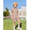 Arshiner Boys 2 Piece Rib Knit Outfits Short Sleeve Polo Shirt & Elastic Waist Shorts Vacation Texture Sets Sizes 4-13(Khaki)