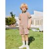 Arshiner Boys 2 Piece Rib Knit Outfits Short Sleeve Polo Shirt & Elastic Waist Shorts Vacation Texture Sets Sizes 4-13(Khaki)