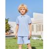 Arshiner Boys 2 Piece Rib Knit Outfits Short Sleeve Polo Shirt & Elastic Waist Shorts Vacation Texture Sets Sizes 4-13(Light Blue)