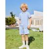 Arshiner Boys 2 Piece Rib Knit Outfits Short Sleeve Polo Shirt & Elastic Waist Shorts Vacation Texture Sets Sizes 4-13(Light Blue)