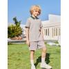 Arshiner Boys 2 Piece Rib Knit Outfits Short Sleeve Polo Shirt & Elastic Waist Shorts Vacation Texture Sets Sizes 4-13(Light Grey)