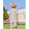 Arshiner Boys 2 Piece Rib Knit Outfits Short Sleeve Polo Shirt & Elastic Waist Shorts Vacation Texture Sets Sizes 4-13(Light Grey)