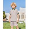Arshiner Boys 2 Piece Rib Knit Outfits Short Sleeve Polo Shirt & Elastic Waist Shorts Vacation Texture Sets Sizes 4-13(Light Grey)