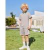 Arshiner Boys 2 Piece Rib Knit Outfits Short Sleeve Polo Shirt & Elastic Waist Shorts Vacation Texture Sets Sizes 4-13(Light Grey)