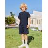 Arshiner Boys 2 Piece Rib Knit Outfits Short Sleeve Polo Shirt & Elastic Waist Shorts Vacation Texture Sets Sizes 4-13(Navy Blue)