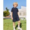 Arshiner Boys 2 Piece Rib Knit Outfits Short Sleeve Polo Shirt & Elastic Waist Shorts Vacation Texture Sets Sizes 4-13(Navy Blue)