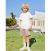 Arshiner Boys 2 Piece Rib Knit Outfits Short Sleeve Polo Shirt & Elastic Waist Shorts Vacation Texture Sets Sizes 4-13(White & Khaki)