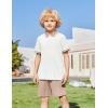 Arshiner Boys 2 Piece Rib Knit Outfits Short Sleeve Polo Shirt & Elastic Waist Shorts Vacation Texture Sets Sizes 4-13(White & Khaki)