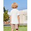 Arshiner Boys 2 Piece Rib Knit Outfits Short Sleeve Polo Shirt & Elastic Waist Shorts Vacation Texture Sets Sizes 4-13(White & Khaki)