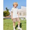 Arshiner Boys 2 Piece Rib Knit Outfits Short Sleeve Polo Shirt & Elastic Waist Shorts Vacation Texture Sets Sizes 4-13(White & Khaki)