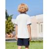 Arshiner Boys 2 Piece Rib Knit Outfits Short Sleeve Polo Shirt & Elastic Waist Shorts Vacation Texture Sets Sizes 4-13(White & Navy Blue)
