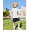 Arshiner Boys 2 Piece Rib Knit Outfits Short Sleeve Polo Shirt & Elastic Waist Shorts Vacation Texture Sets Sizes 4-13(White & Navy Blue)
