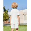 Arshiner Boys 2 Piece Rib Knit Outfits Short Sleeve Polo Shirt & Elastic Waist Shorts Vacation Texture Sets Sizes 4-13(White)