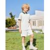 Arshiner Boys 2 Piece Rib Knit Outfits Short Sleeve Polo Shirt & Elastic Waist Shorts Vacation Texture Sets Sizes 4-13(White)