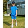 Arshiner Boys 2 Piece Summer Outfits Letter Graphic Colorblock Short Sleeve Hoodie and Short Sets with Pockets 5-12 Years(Blue)