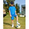 Arshiner Boys 2 Piece Summer Outfits Letter Graphic Colorblock Short Sleeve Hoodie and Short Sets with Pockets 5-12 Years(Blue)