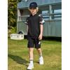 Arshiner Boys 2 Piece Summer Outfits Letter Graphic Colorblock Short Sleeve Hoodie and Short Sets with Pockets 5-12 Years(Gray Camo)